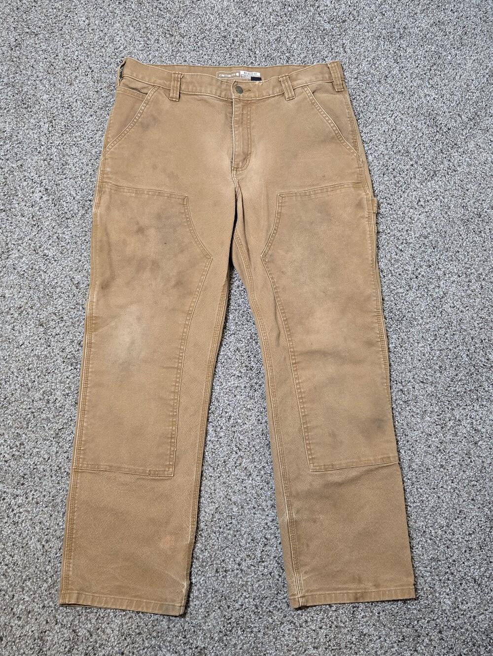 Carhartt Men's Double Knee Work Pants Duck Canvas Sz 34 Fits 33x28 Thrashed